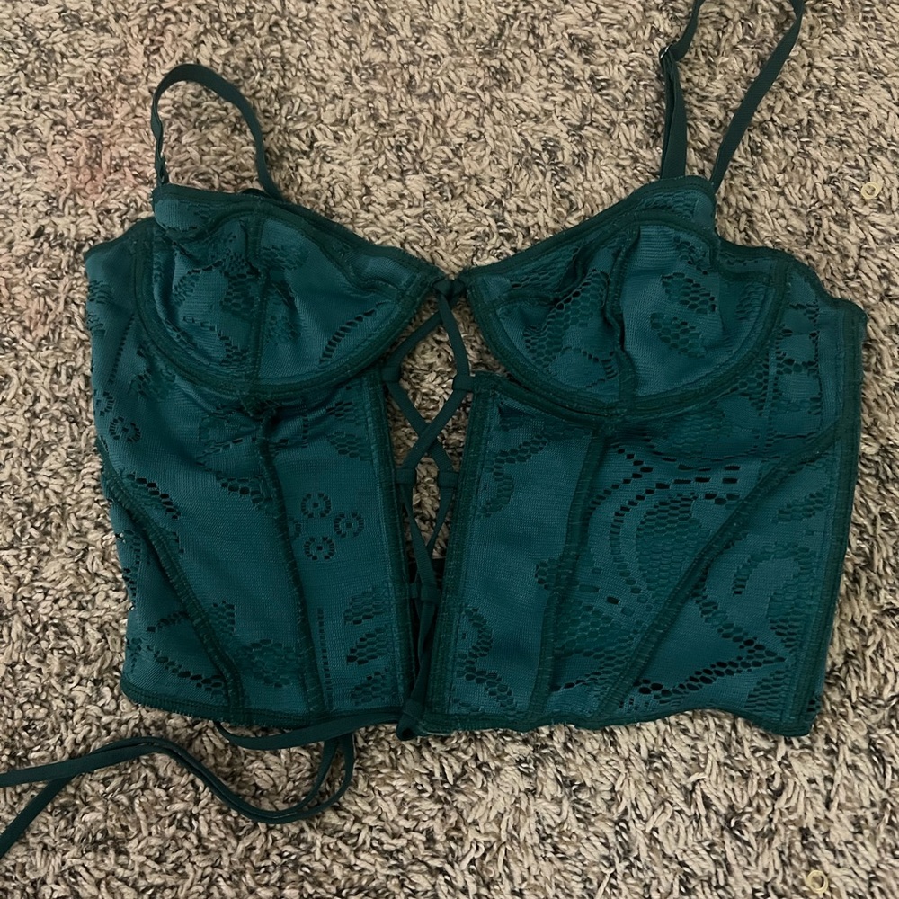 Urban Outfitters Teal Lace Corset Top